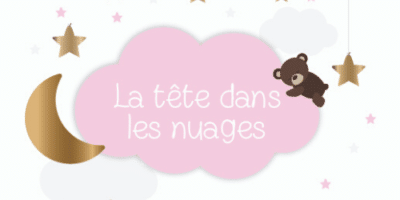 Décorations de fête personnalisées tête dans les nuages petite fille bébé naissance rose blanc et doré