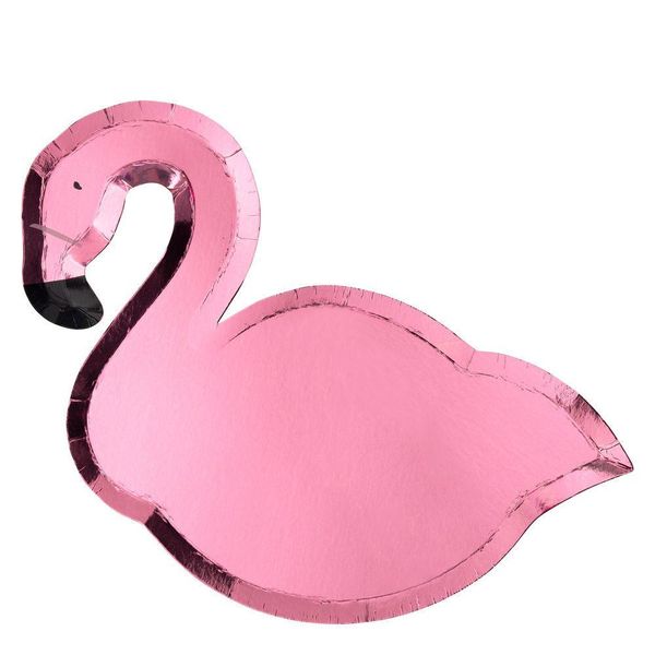 Assiettes Flamant rose x8