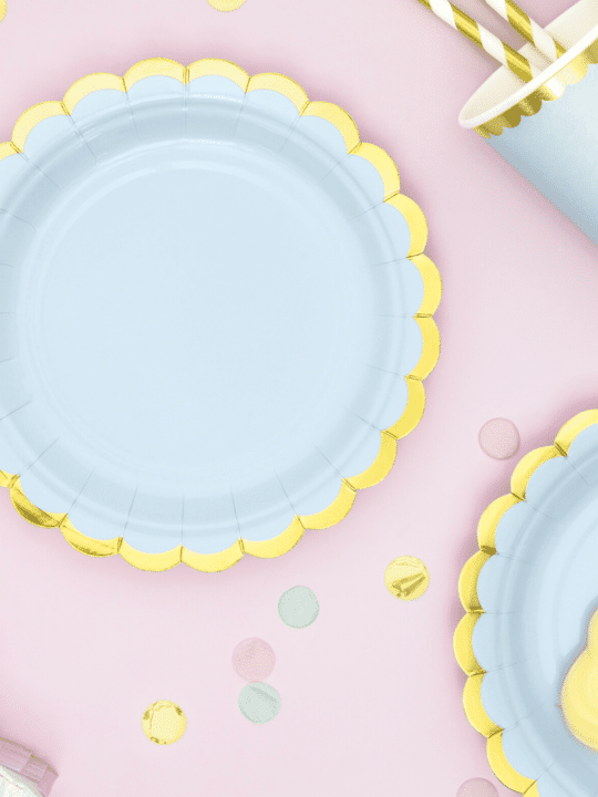 assiettes bleu pastel