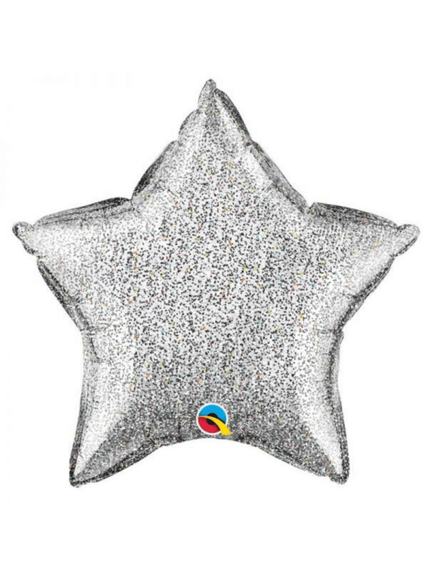 ballon étoile glitter argent