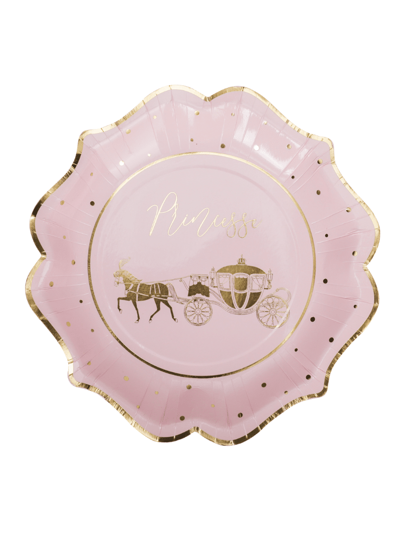 Assiettes Princesse rose et or x8 - Décorations de table de fête