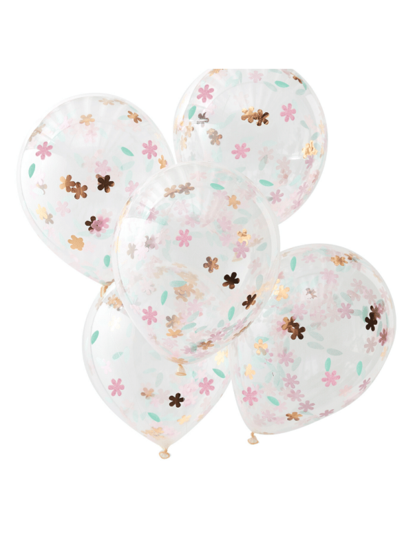 ballons confetti fleurs