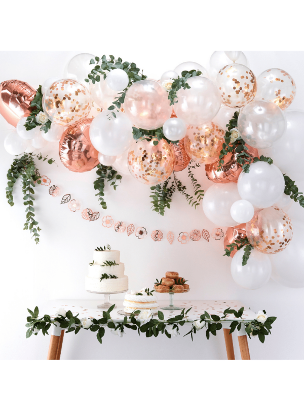 guirlande de ballons rose gold