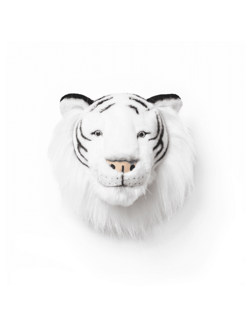 trophée tête tigre blanc décoration chambre enfant originale