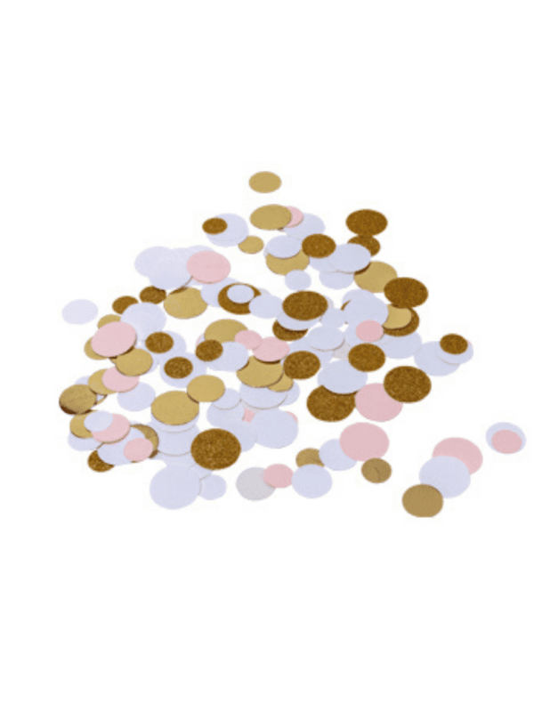Confettis rose blanc et or décoration fête fille