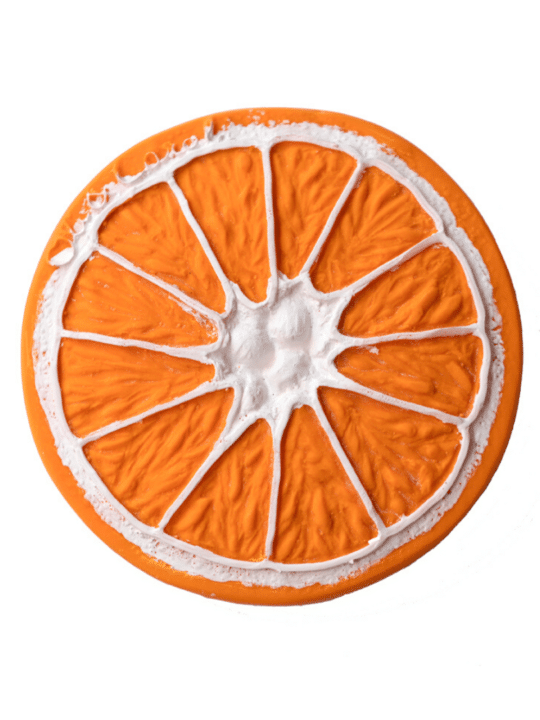 jouet de dentition clementino l'orange 100% caoutchouc naturel