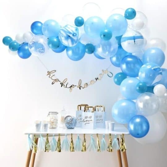 kit arche ballon bleu blanc babyshower bapteme anniversaire 1 an