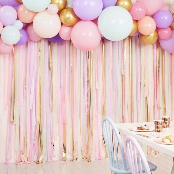 kit arche ballon rideau pastel anniversaire mariage pastel