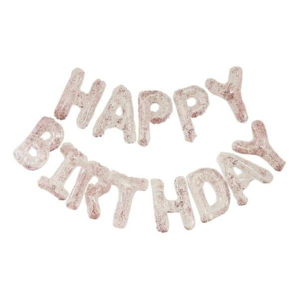 guirlande ballon happy birthday rose gold