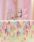 cake topper happy birthday joyeux anniversaire rose gold gateau décoration