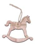 cheval a bascule bois paillettes cuivre décoration table et sapin de noël