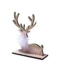 joli cerf en bois rose paillettes décoration de table ou cheminée de noël
