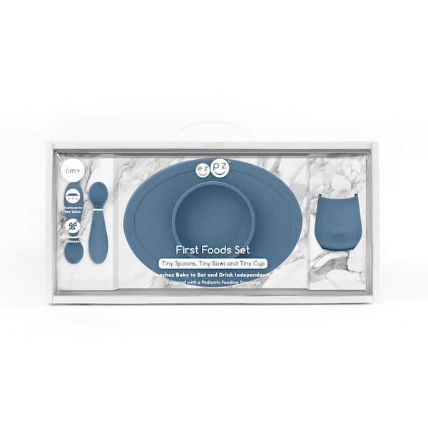 coffret repas ezpz indigo 1er repas silicone bol couvert gobelet