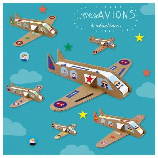 Kit loisir créatif - Mes avions pirouette cacahuete atélier créatif activité enfant carton recyclé