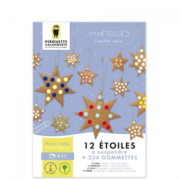 Kit loisir créatif - mes étoiles pirouette cacahuete atelier enfant noel carton recyclé