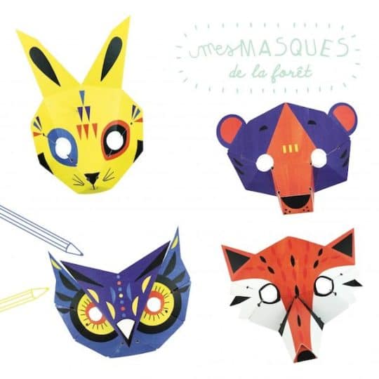 Kit loisir créatIf - 4 masques animaux de la Forêt pirouette cacahouete carton recyclé