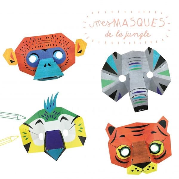 Kit loisir créatif - 4 masques animaux de la Jungle pirouette cacahouete carton recyclé