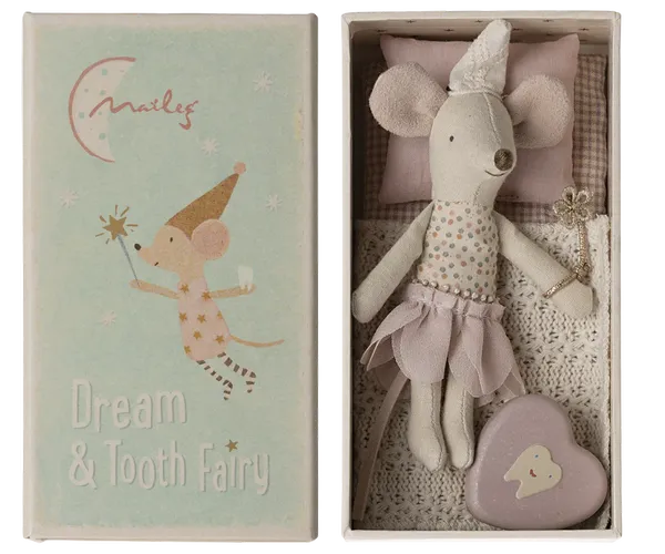 Petite souris fée des dents fille avec sa boîte, Maileg, Enfant, Cadeau, Mignon