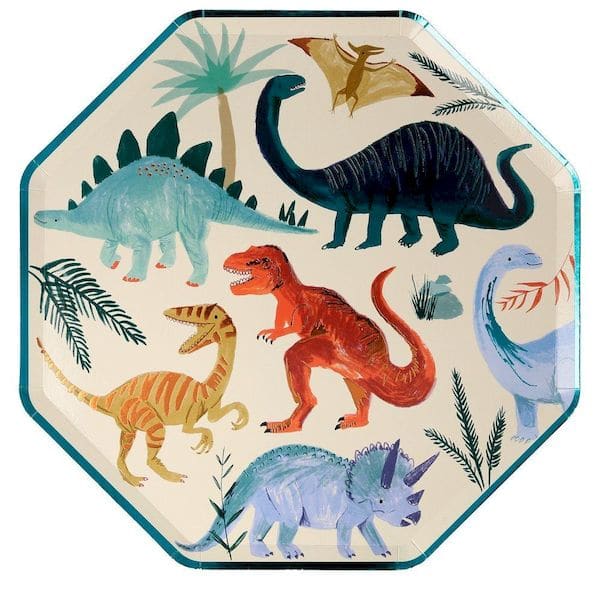 8 grandes assiettes Royaume des Dinosaures - Meri Meri anniversaire dinosaure tendance