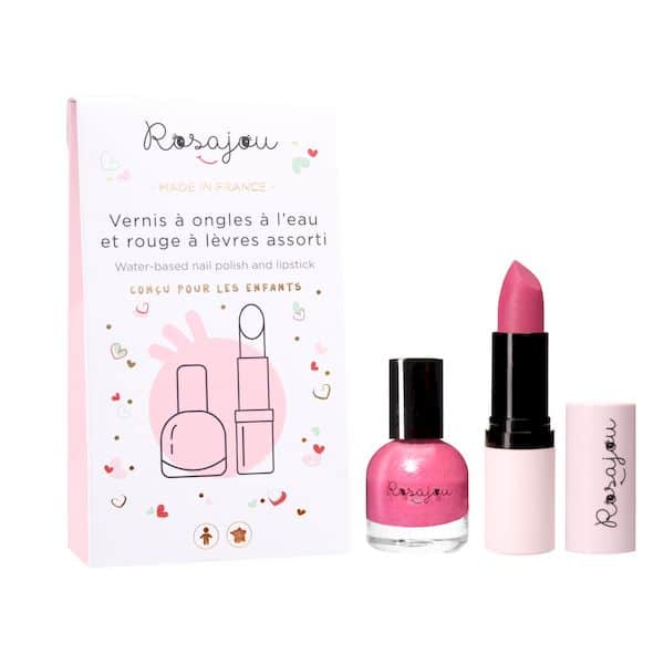 duo rubis vernis baume rouge à lèvres rose français bio maquillage enfant