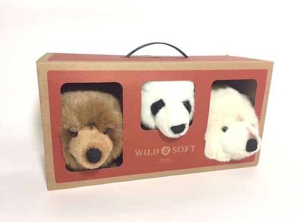 coffret 3 trophées ours brun blanc panda wild & soft décoration murale chambre enfant animaux