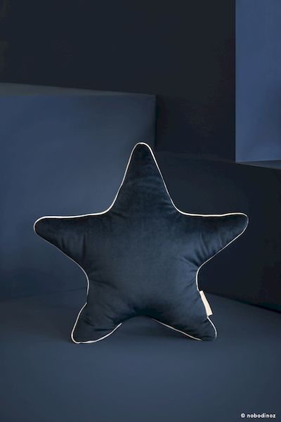 Coussin Aristote Star en velours - Night Blue - Nobodinoz coussin étoile bleu