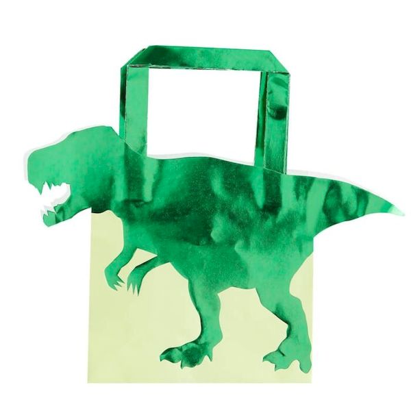 Sac cadeaux Dinosaure vert métallique x5 - Ginger Ray anniversaire garçon dinosaure