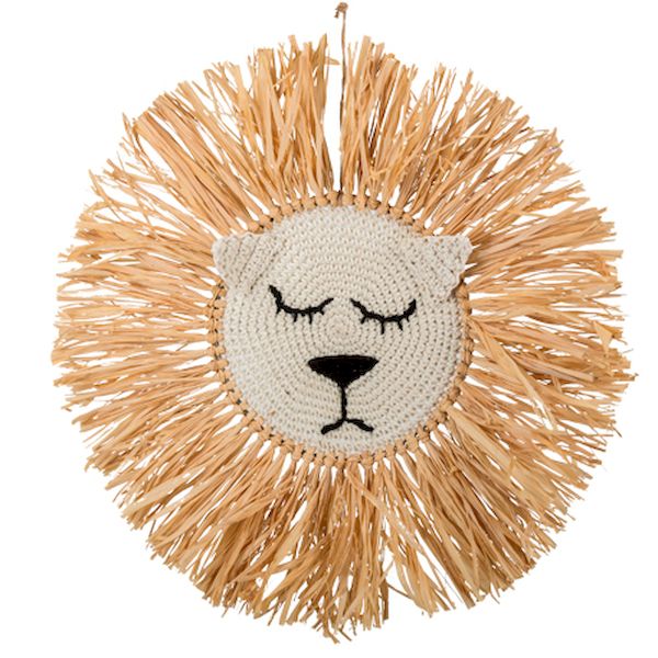 Décoration murale tête de Lion Raphia - 45 cm