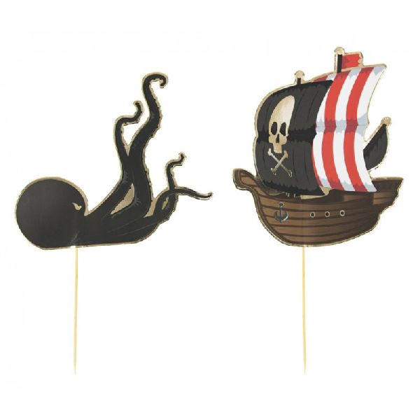 SET DE 6 DECORATIONS PIRATES POUR GATEAUX