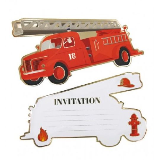 Set de 8 invitations Pompier
