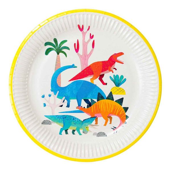 Assiettes Dinosaures en fête x8 - Talking Tables