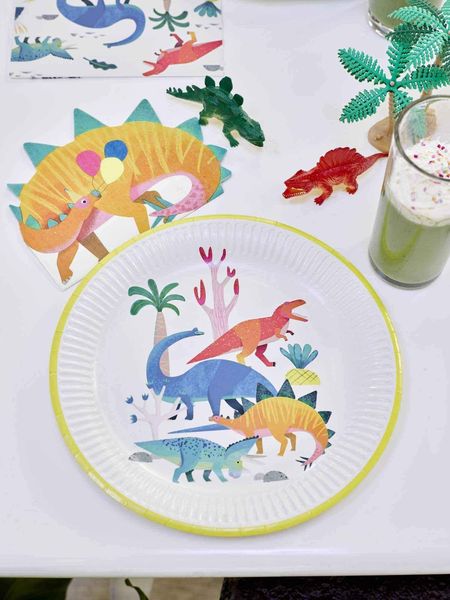 Assiettes Dinosaures en fête x8 - Talking Tables