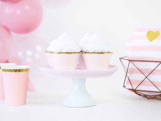 Caissettes pour cupcakes rose et doré x6