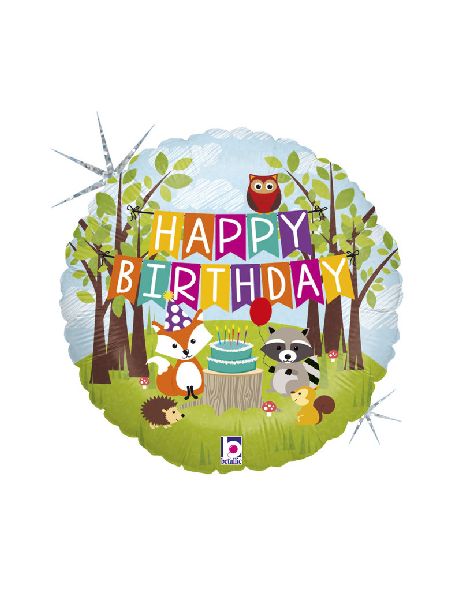 Ballon Animaux de la forêt "Happy Birthday" 46 cm - Grabo