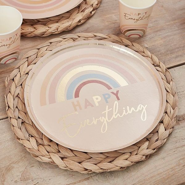 Assiettes Rainbow Happy everything x8 - Ginger Ray