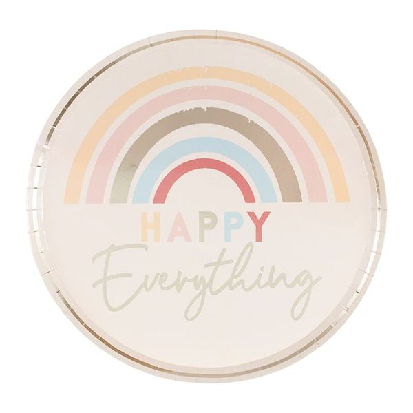 Assiettes Rainbow Happy everything x8 - Ginger Ray