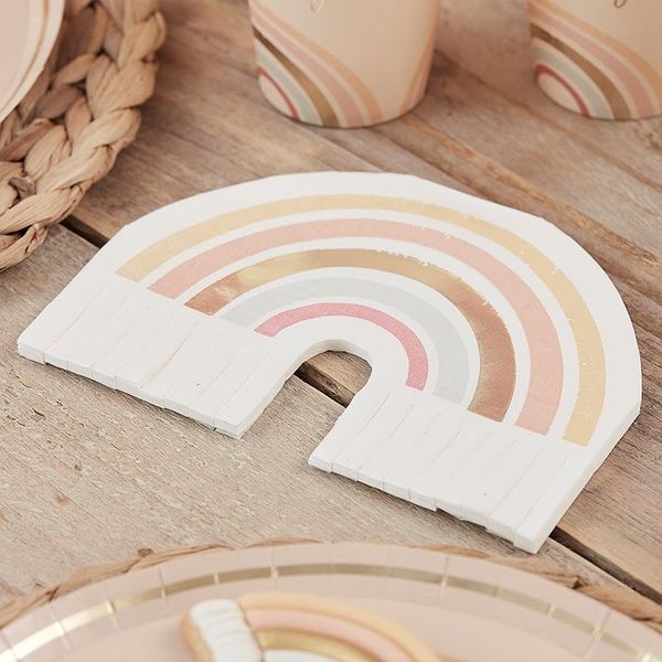 Serviettes à franges Rainbow Happy everything x16 - Ginger Ray