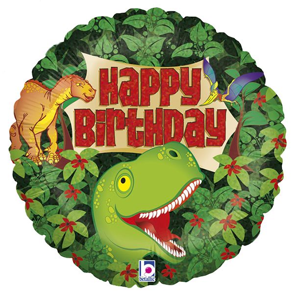 Ballon Rond Dinosaures "Happy Birthday" 46 cm - Grabo