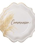 Assiettes Communion Pampa blanc et doré x8