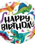 Ballon "Happy Birthday" Dinosaures colorés 46 cm - Qualatex