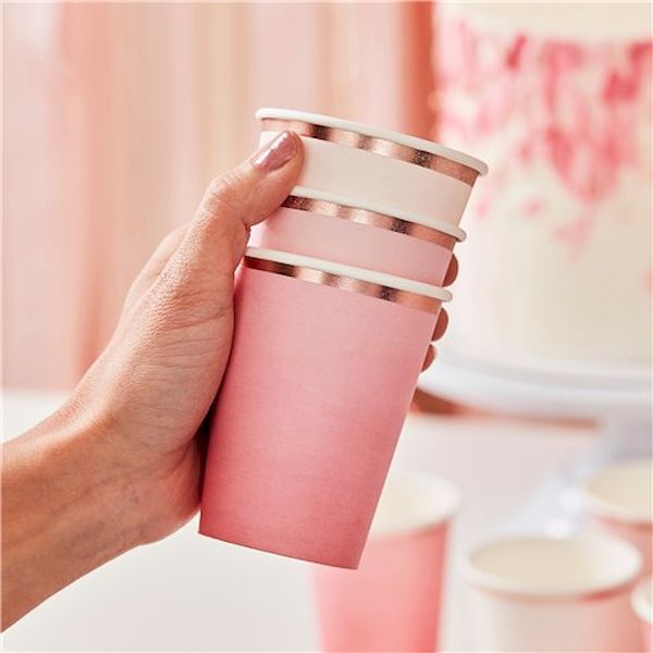 Gobelets ombre Rose et rose gold x8 - Ginger Ray