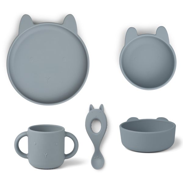 Set de vaisselle en silicone Vivi Rabbit Sea blue- Liewood