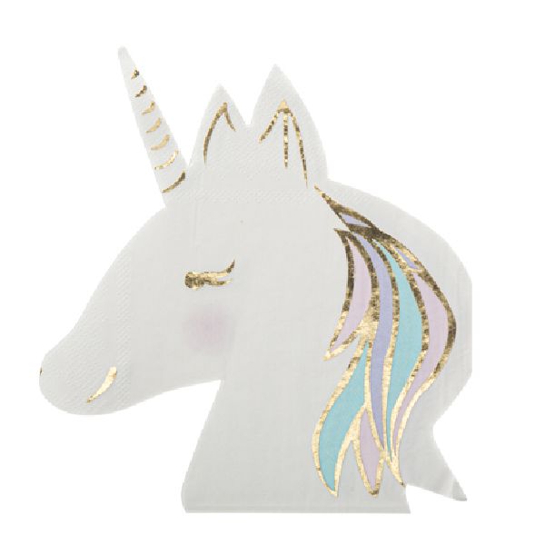 Serviettes Licorne Pastel et or