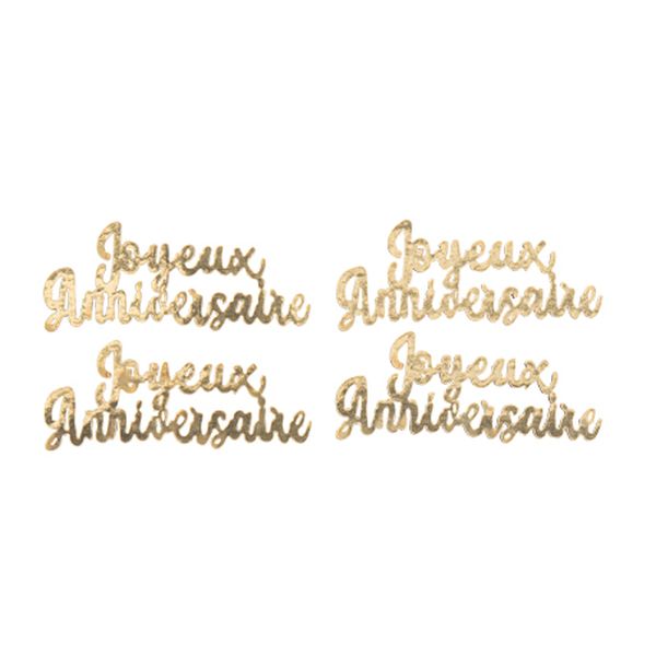 Deco "Joyeux Anniversaire" en bois Or