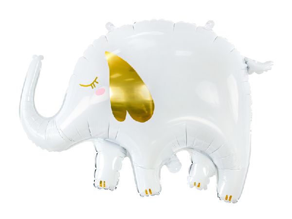 ballon éléphant blanc et doré