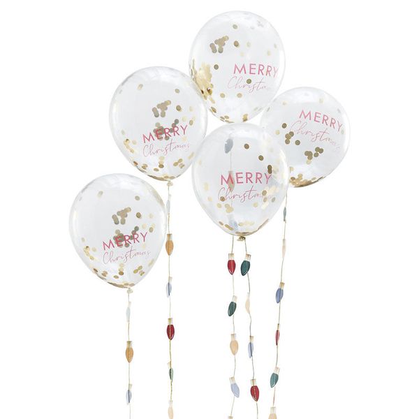 Ballons Merry Christmas confettis dorés Ginger Ray décoration noël
