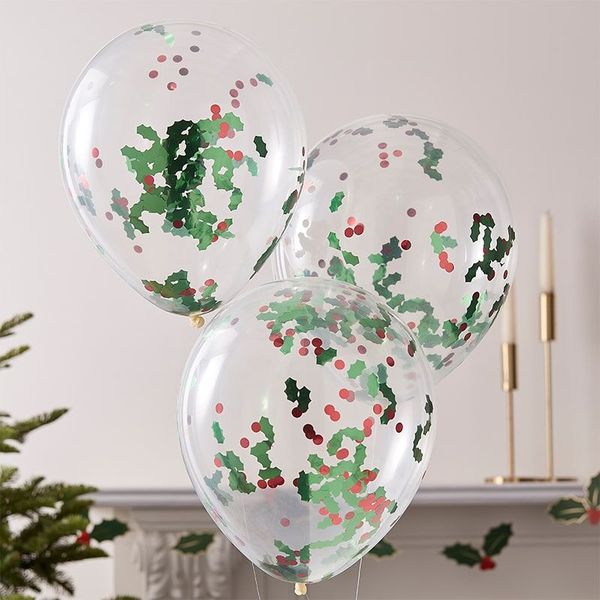 Ballons de Noël confettis houx ginger ray décoration noël