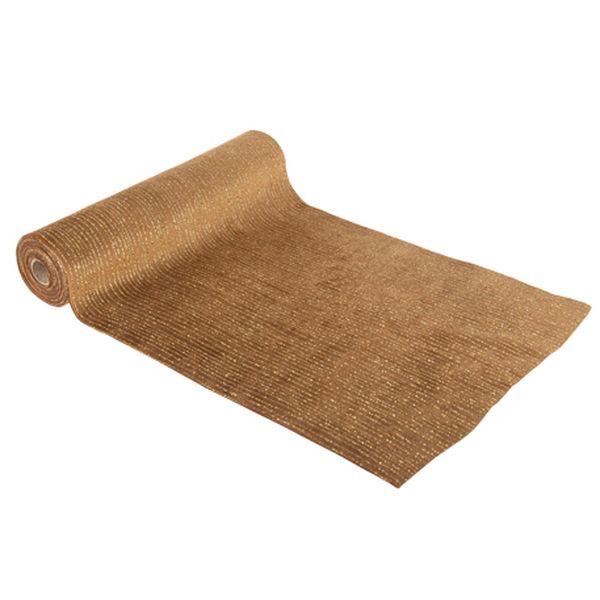 Chemin de table Brume Sauvage Velours camel et paillettes or - 28cmx3M - Artyfêtes