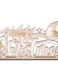 Déco Merry Christmas bois blanc et paillettes or - 30x18cm - Artyfêtes