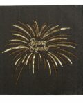 Serviettes "Bonne Année" feu d'artifice noir et or x16 -33cm - Artyfêtes décoration de table noël